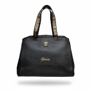 Versace Black Tote with Gold Logo Trim